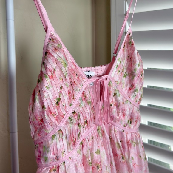 En Saison Sedna Pink Floral Satin Midi Dress Small Cottagecore Romantic - Picture 3 of 9